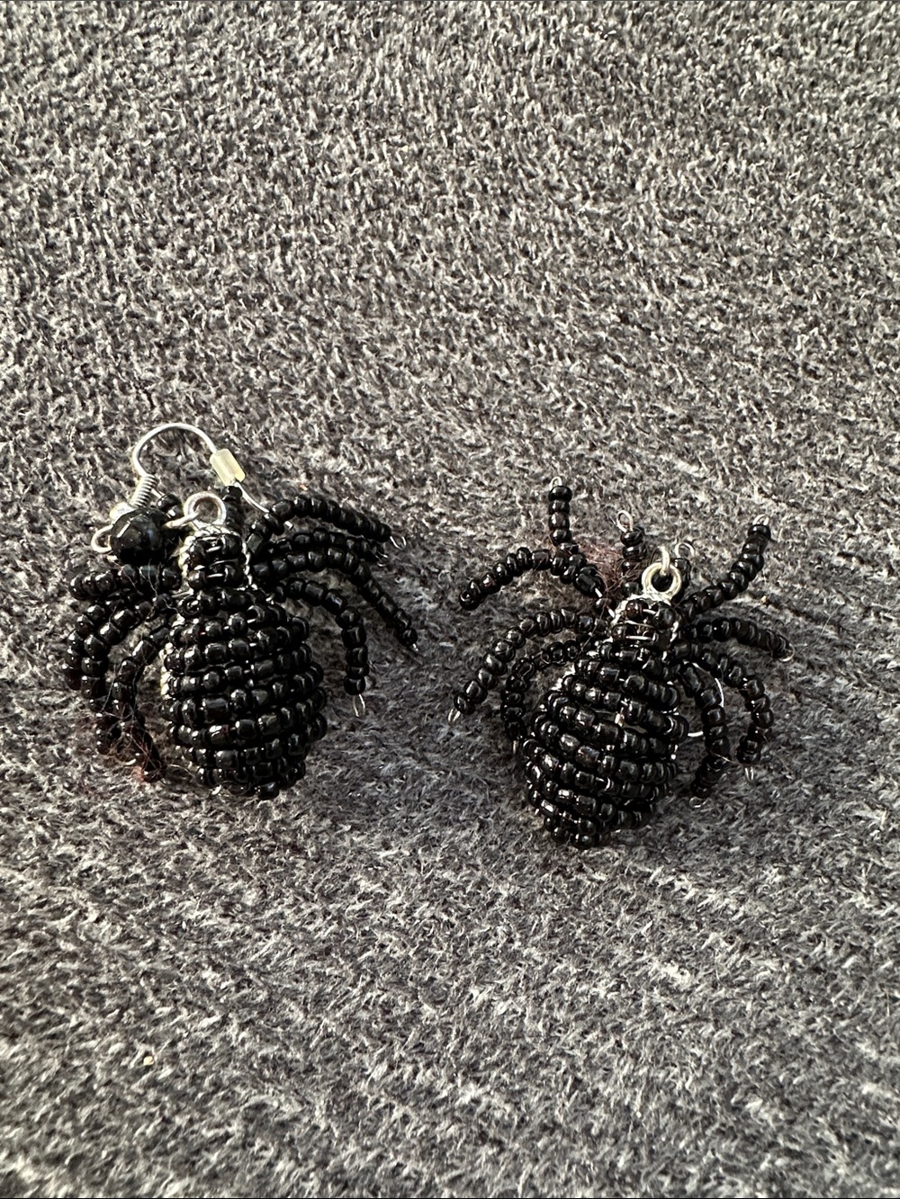 Black Beaded Spider Drop Earrings for Women
